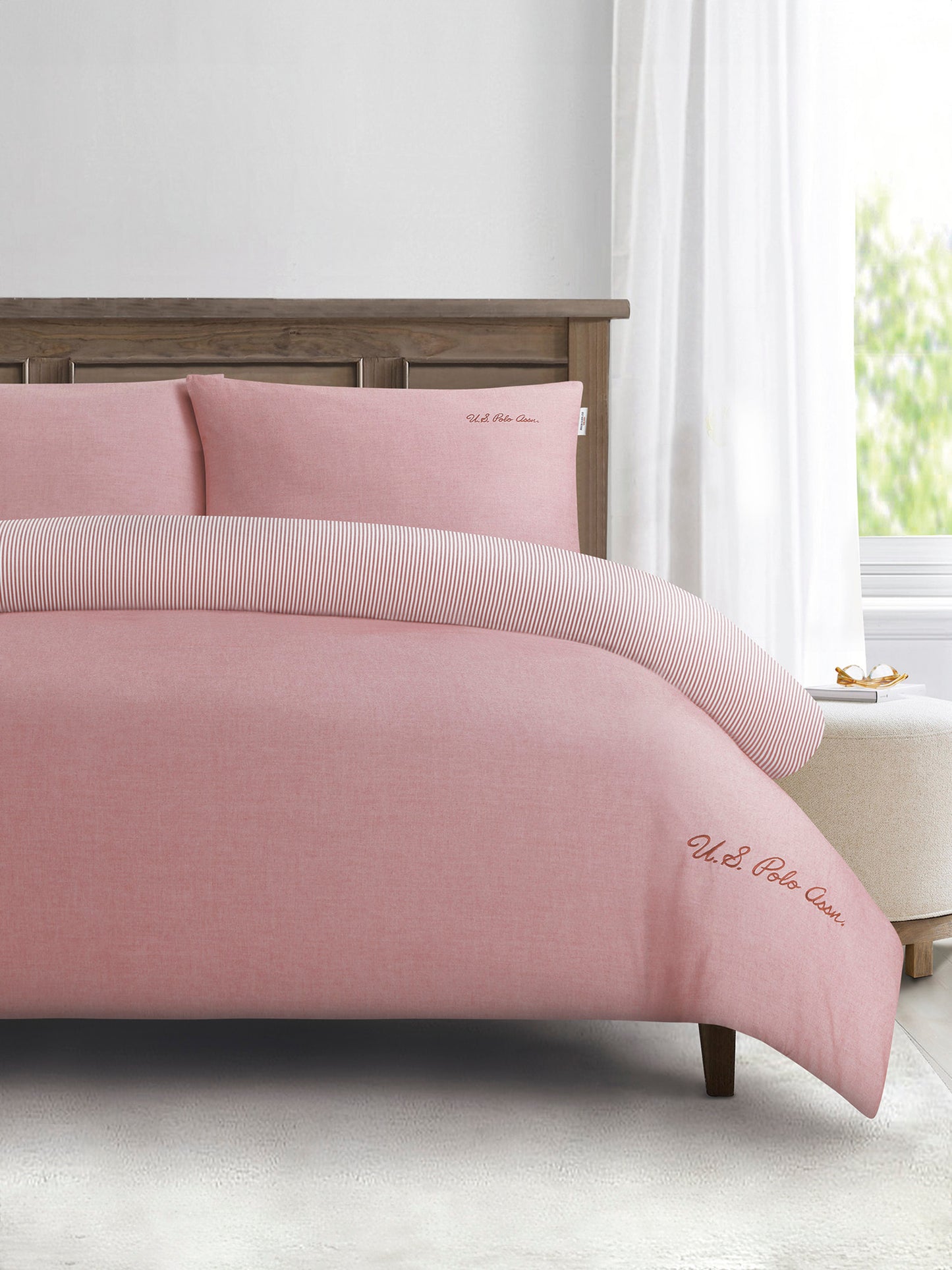 Pure Cotton Chambray Duvet Set in Haute Red