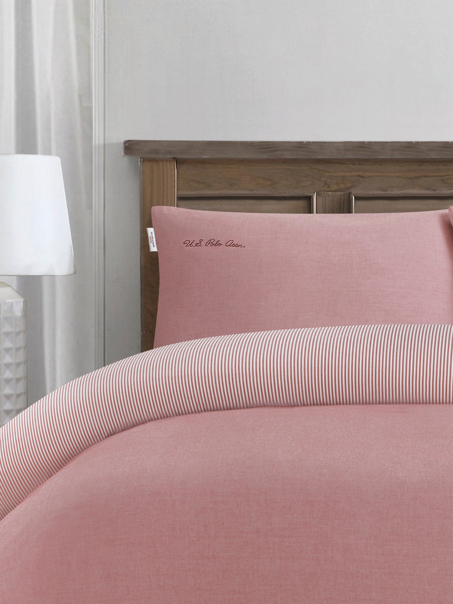 Pure Cotton Chambray Duvet Set in Haute Red