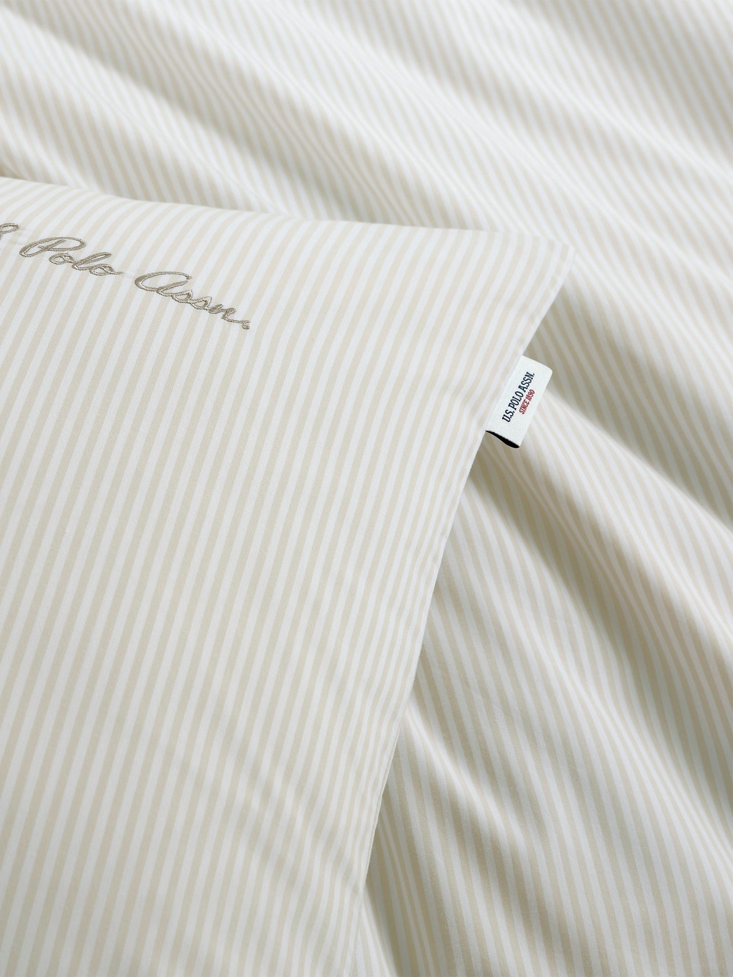 Pure Cotton Stripe Duvet Set in Oatmeal