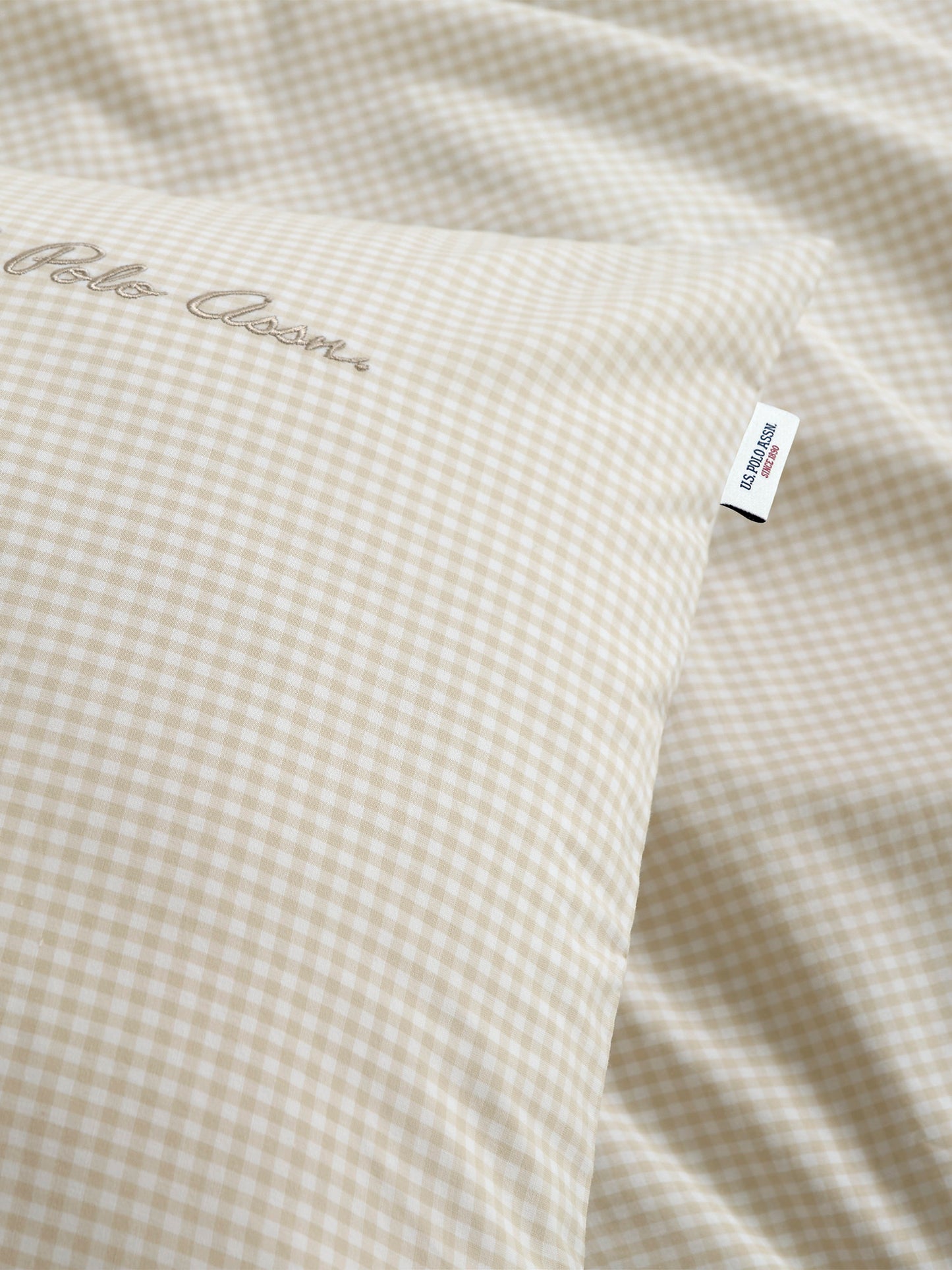 Pure Cotton Check Duvet Set in Oatmeal