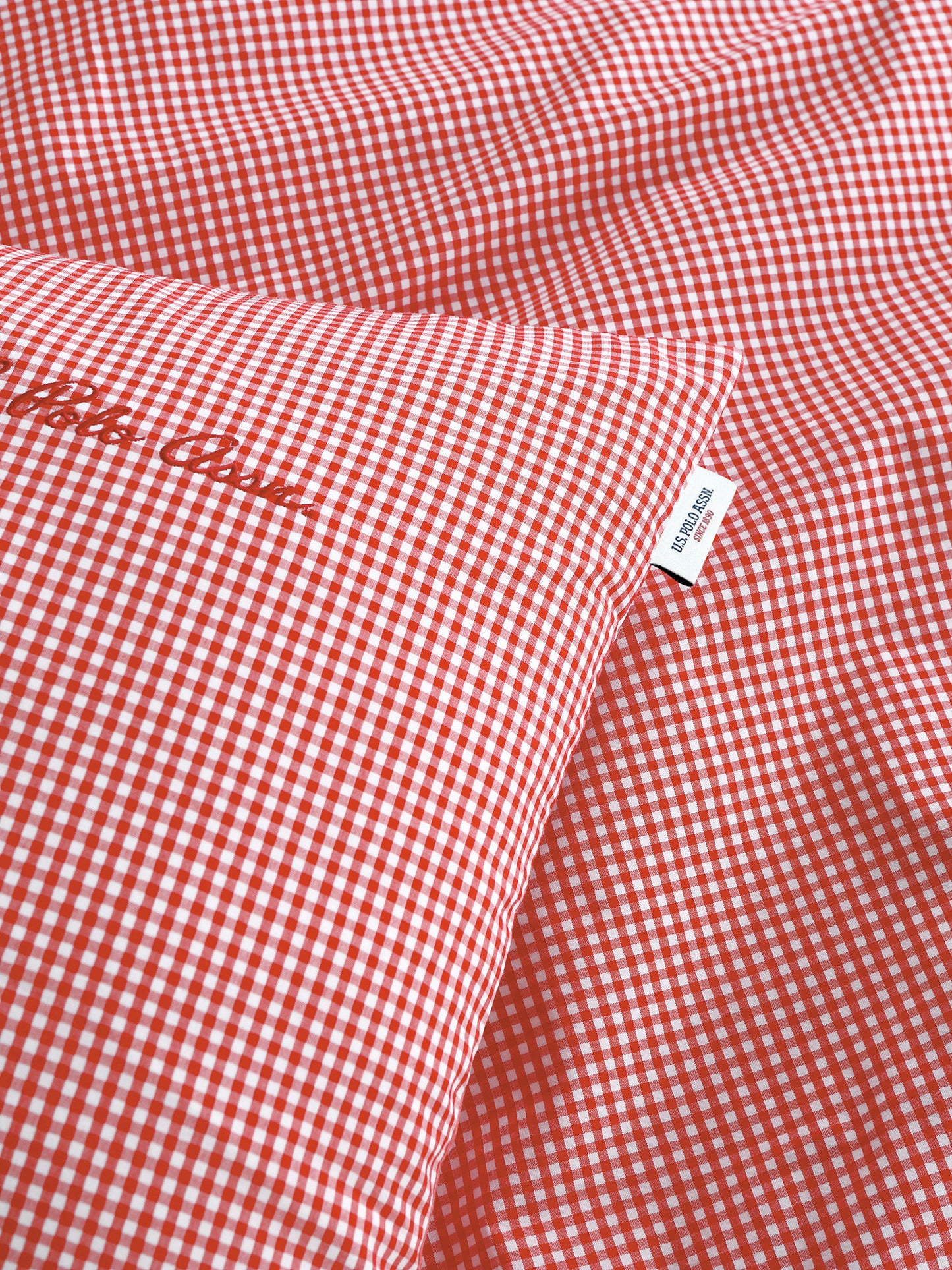 Pure Cotton Check Duvet Set in Haute Red