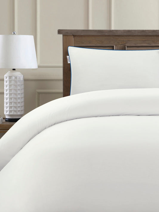 Pure Cotton Piped Duvet Set in Bright White