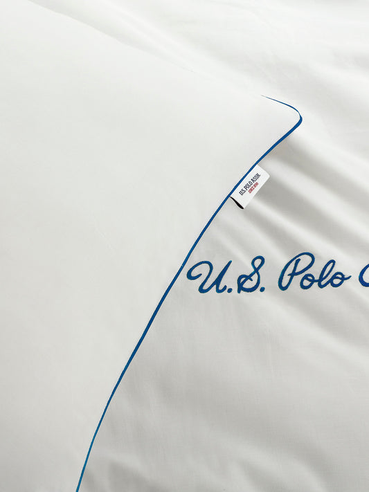 Pure Cotton Piped Duvet Set in Bright White