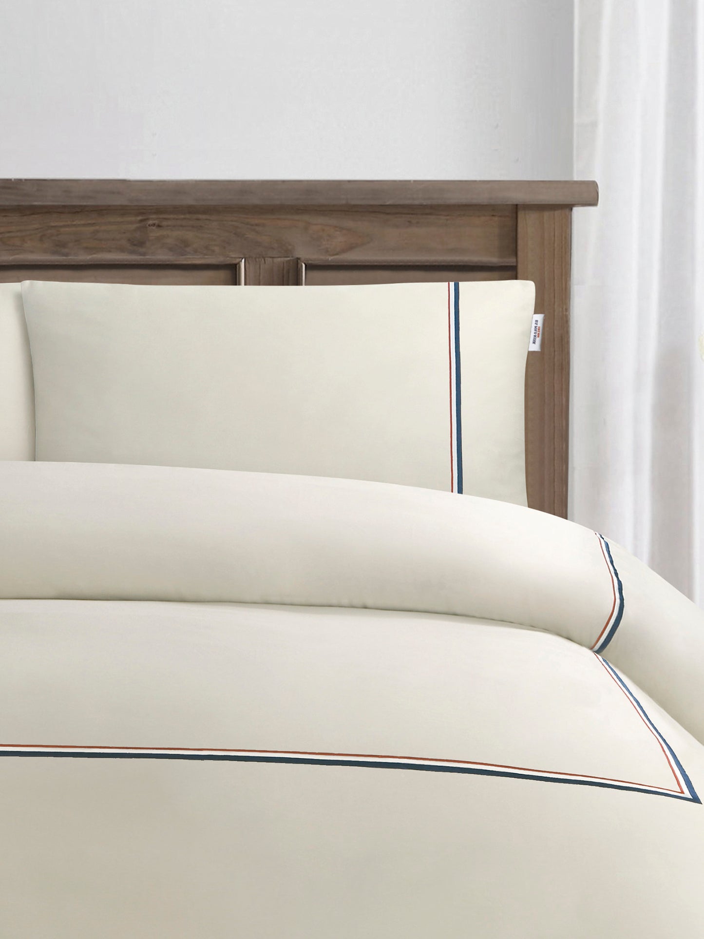 Luxury Cotton Brand Stripe Duvet Set in Oatmeal