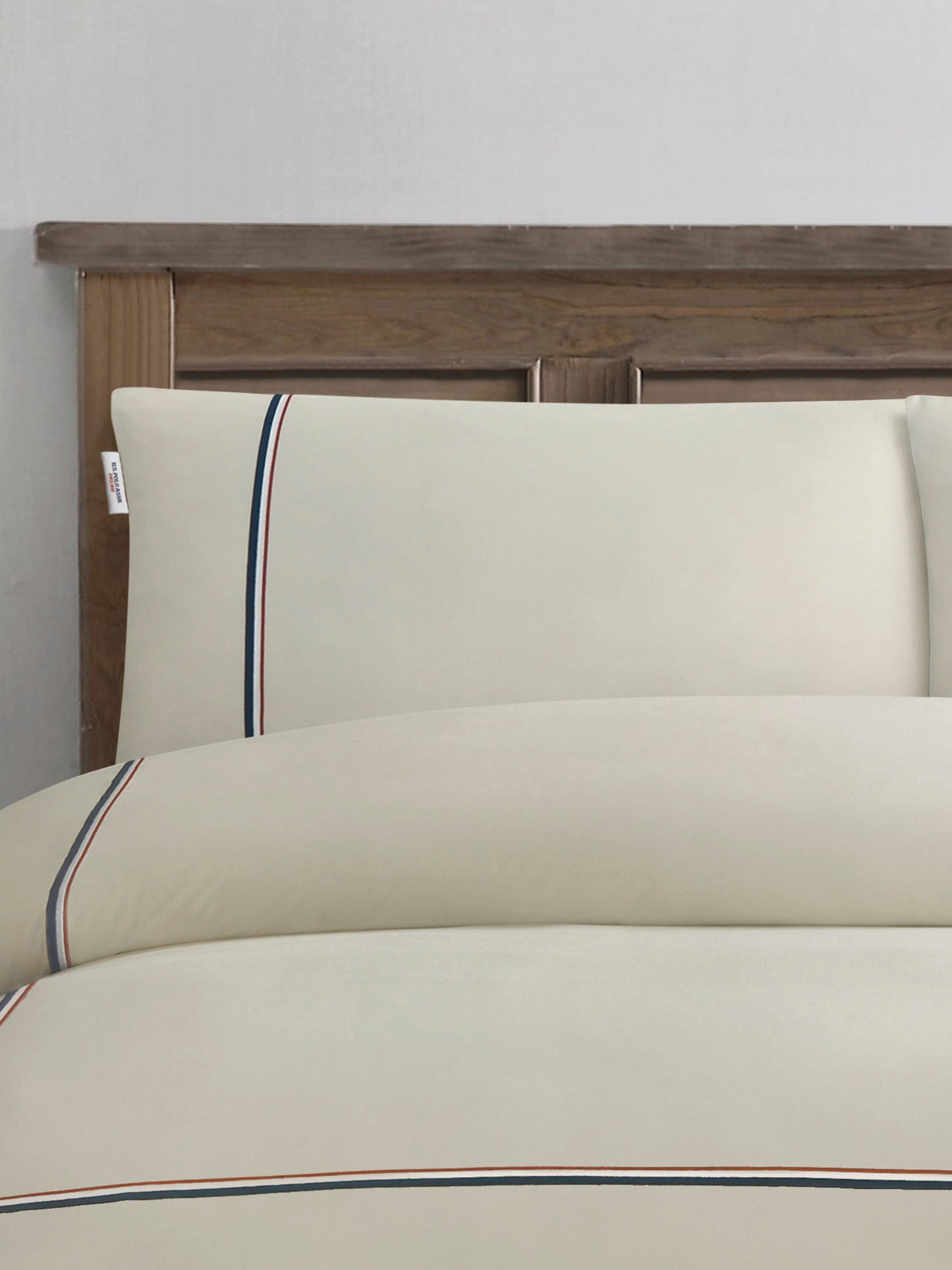 Luxury Cotton Brand Stripe Duvet Set in Oatmeal