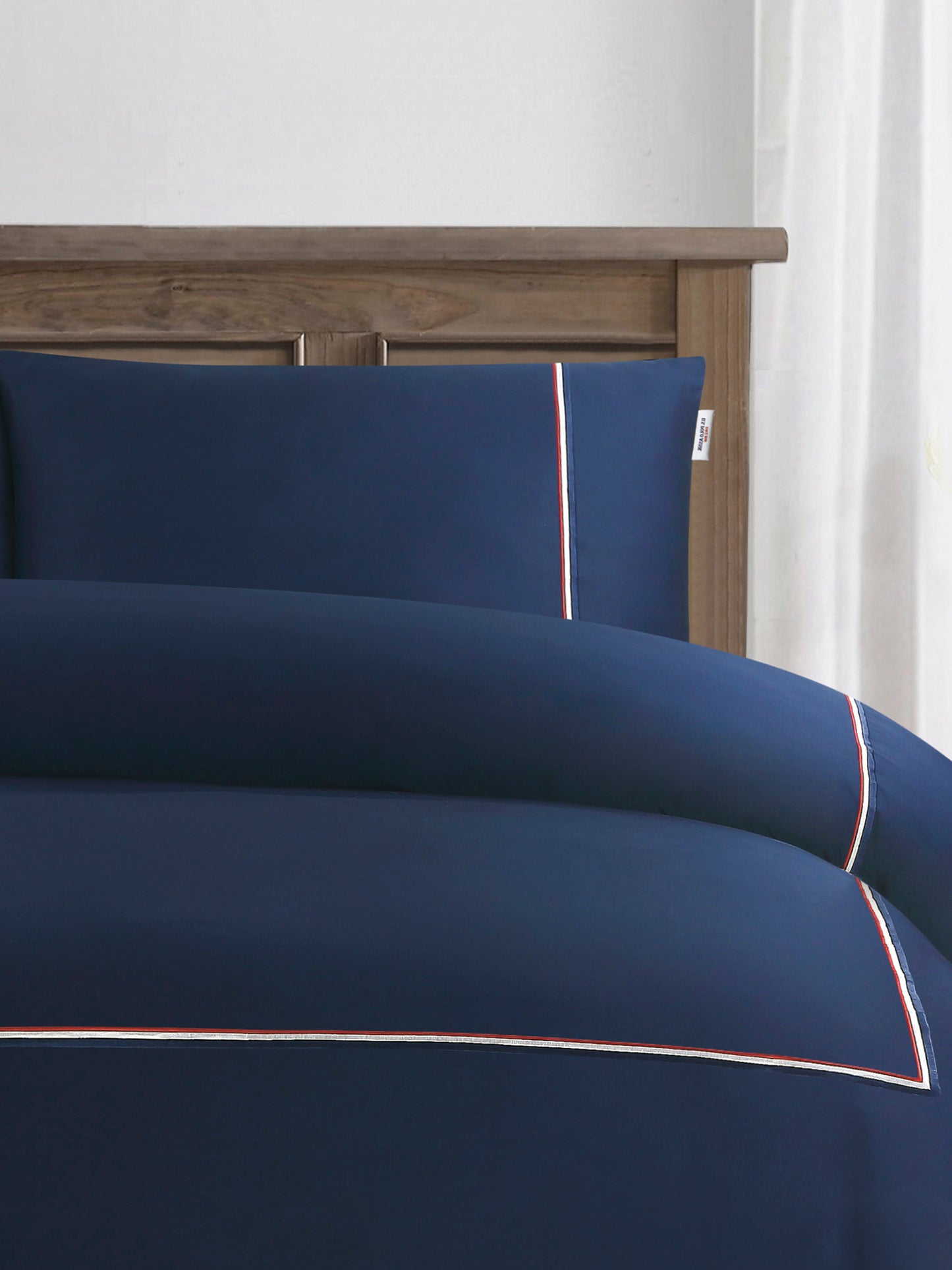 Luxury Cotton Brand Stripe Duvet Set in Navy Iris