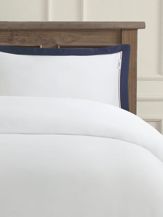 Luxury Cotton Border Duvet Set in Bright White