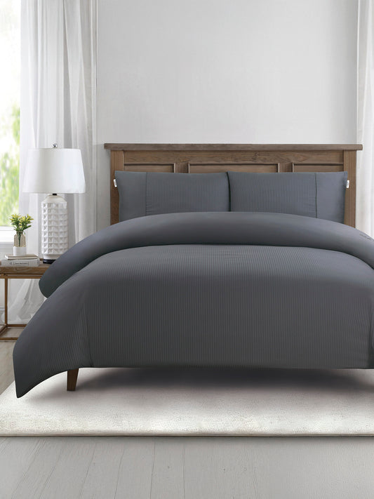 Pure Cotton Dobby Stripe Duvet Set in Tornado