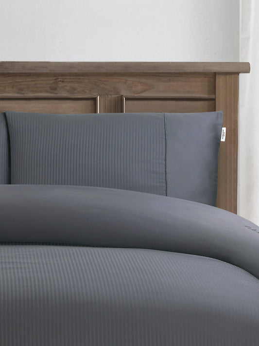 Pure Cotton Dobby Stripe Duvet Set in Tornado