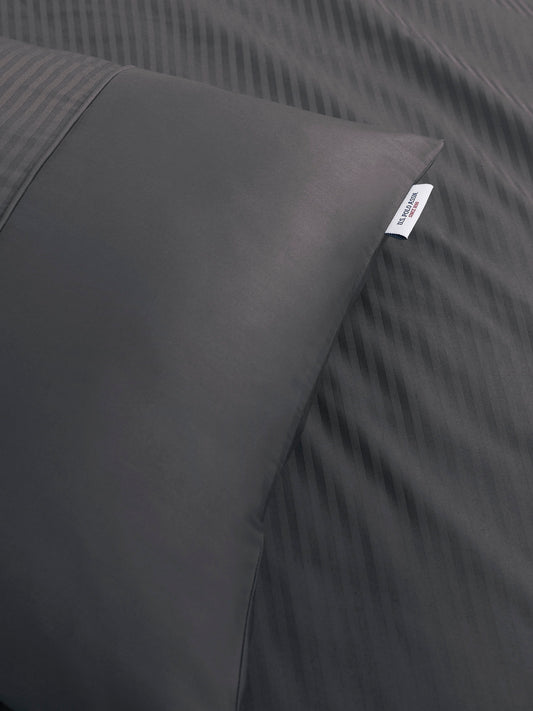 Pure Cotton Dobby Stripe Duvet Set in Tornado