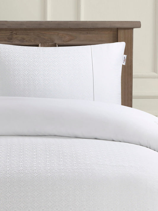 Pure Cotton Jacquard Duvet Set in Bright White