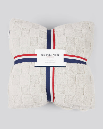 Plush Jacquard Throw & Cushion Set in Vapor Blue