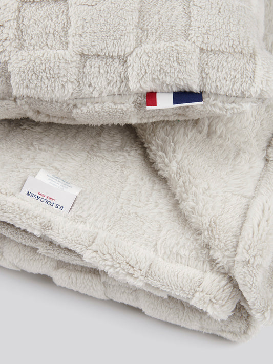 Plush Jacquard Throw & Cushion Set in Vapor Blue