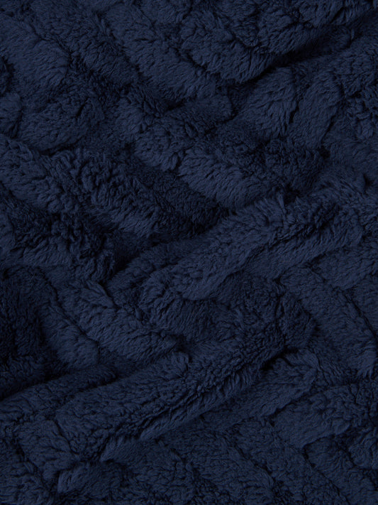 Premium Fern Jacquard Throw & Cushion Set in Navy Iris