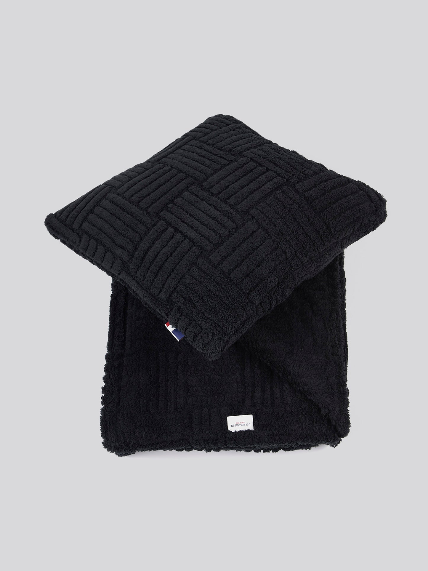 Premium Terrazzo Jacquard Throw & Cushion Set in Jet Black