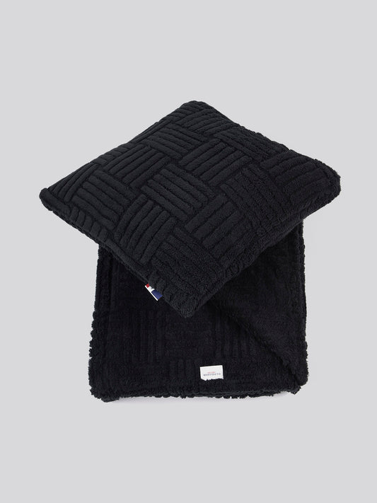 Premium Terrazzo Jacquard Throw & Cushion Set in Jet Black