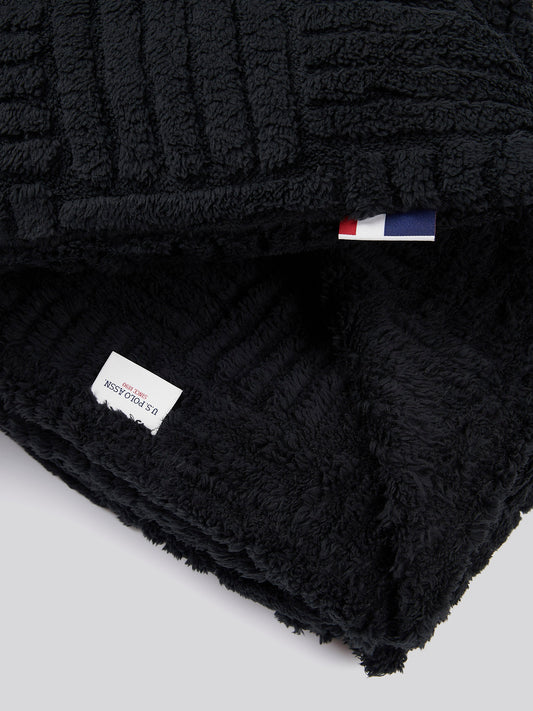 Premium Terrazzo Jacquard Throw & Cushion Set in Jet Black