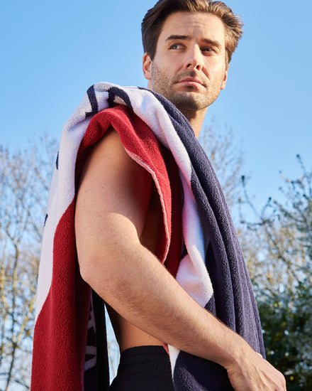 Super Soft Cotton Beach Towel in Navy Iris