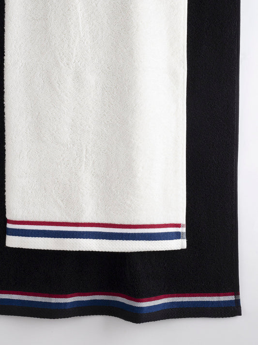 Pure Cotton Brand Stripe Towel Bale in Bright White