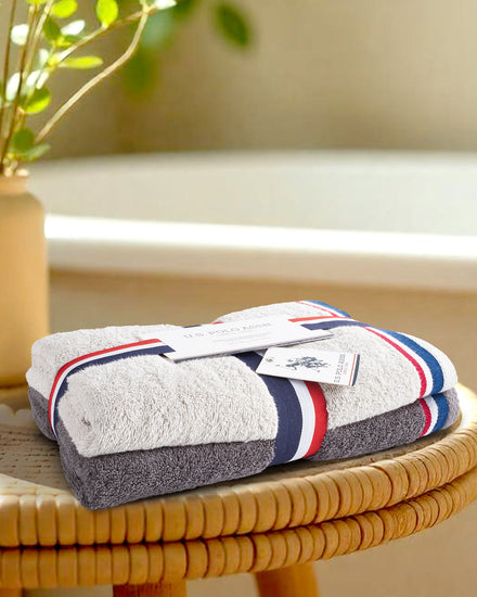 Pure Cotton Brand Stripe Towel Bale in Vapor Blue