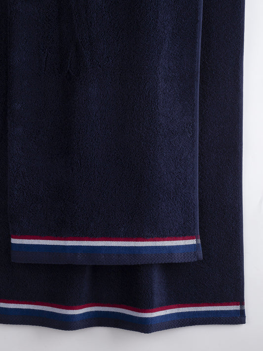 Pure Cotton Brand Stripe Towel Bale in Navy Iris
