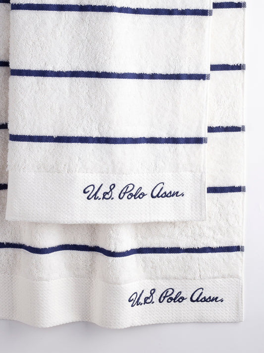 Pure Cotton Satin Stripe Towel Bale in Bright White