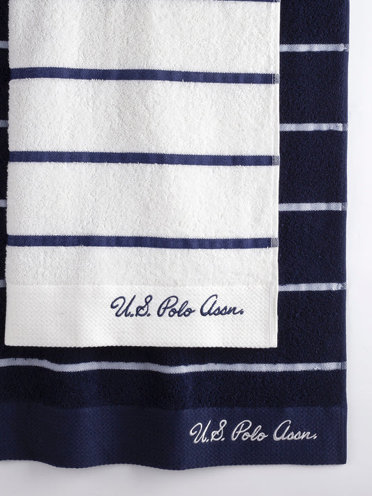Pure Cotton Satin Stripe Towel Bale in Bright White