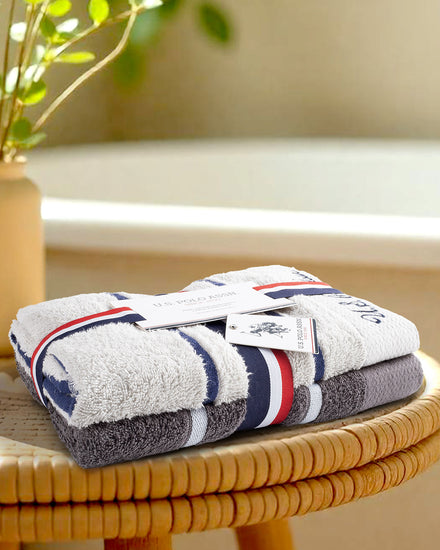 Pure Cotton Satin Stripe Towel Bale in Vapor Blue