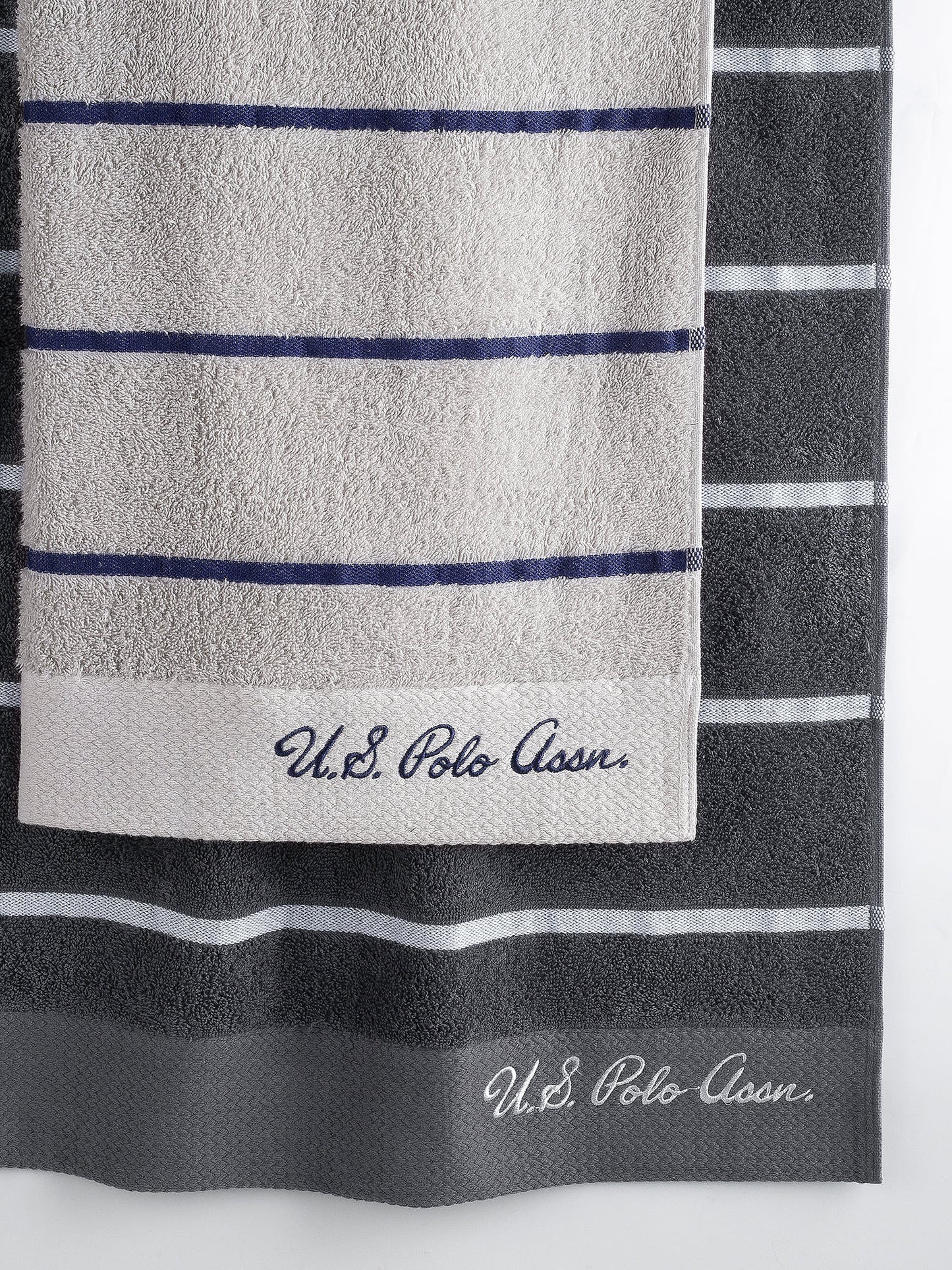 Pure Cotton Satin Stripe Towel Bale in Vapor Blue