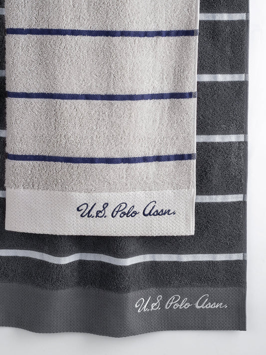 Pure Cotton Satin Stripe Towel Bale in Vapor Blue