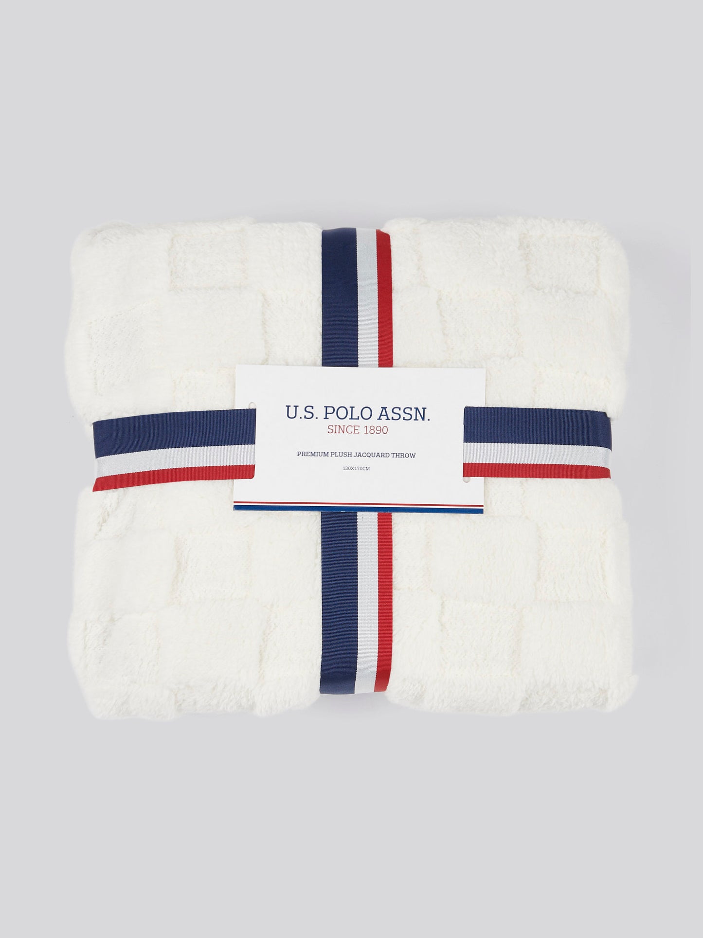 Premium Plush Jacquard Throw in Bright White