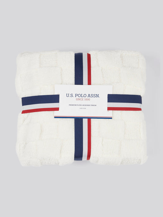 Premium Plush Jacquard Throw in Bright White