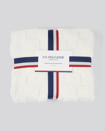 Premium Plush Jacquard Throw in Bright White