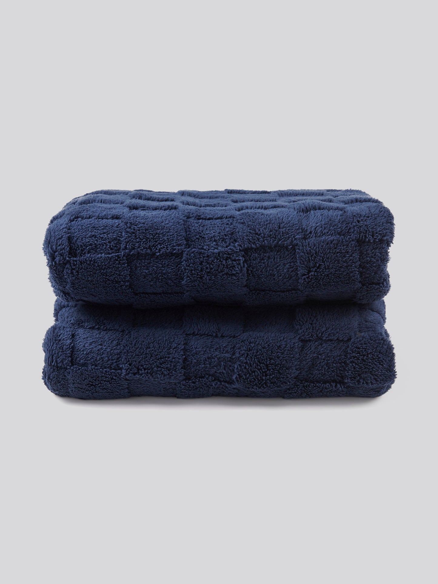 Premium Plush Jacquard Throw in Navy Iris