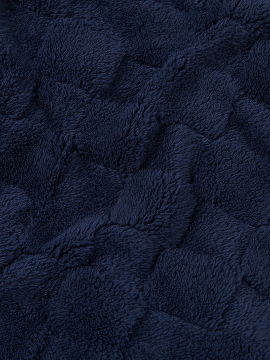 Premium Plush Jacquard Throw in Navy Iris