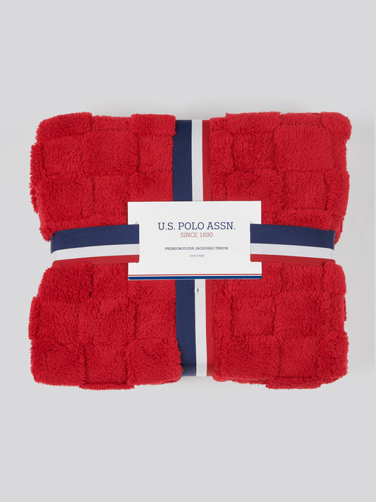 Premium Plush Jacquard Throw in Savvy Red