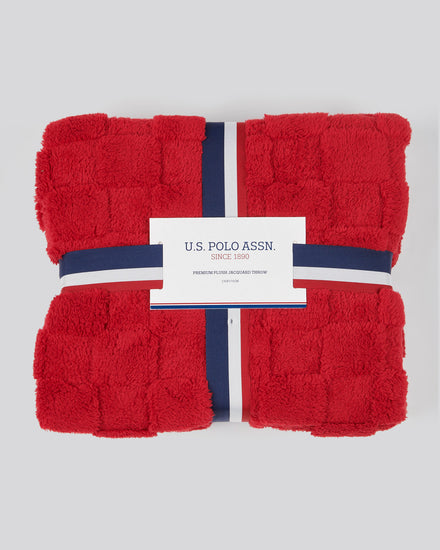 Premium Plush Jacquard Throw in Savvy Red