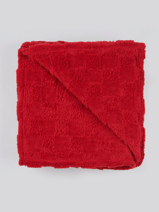 Premium Plush Jacquard Throw in Savvy Red