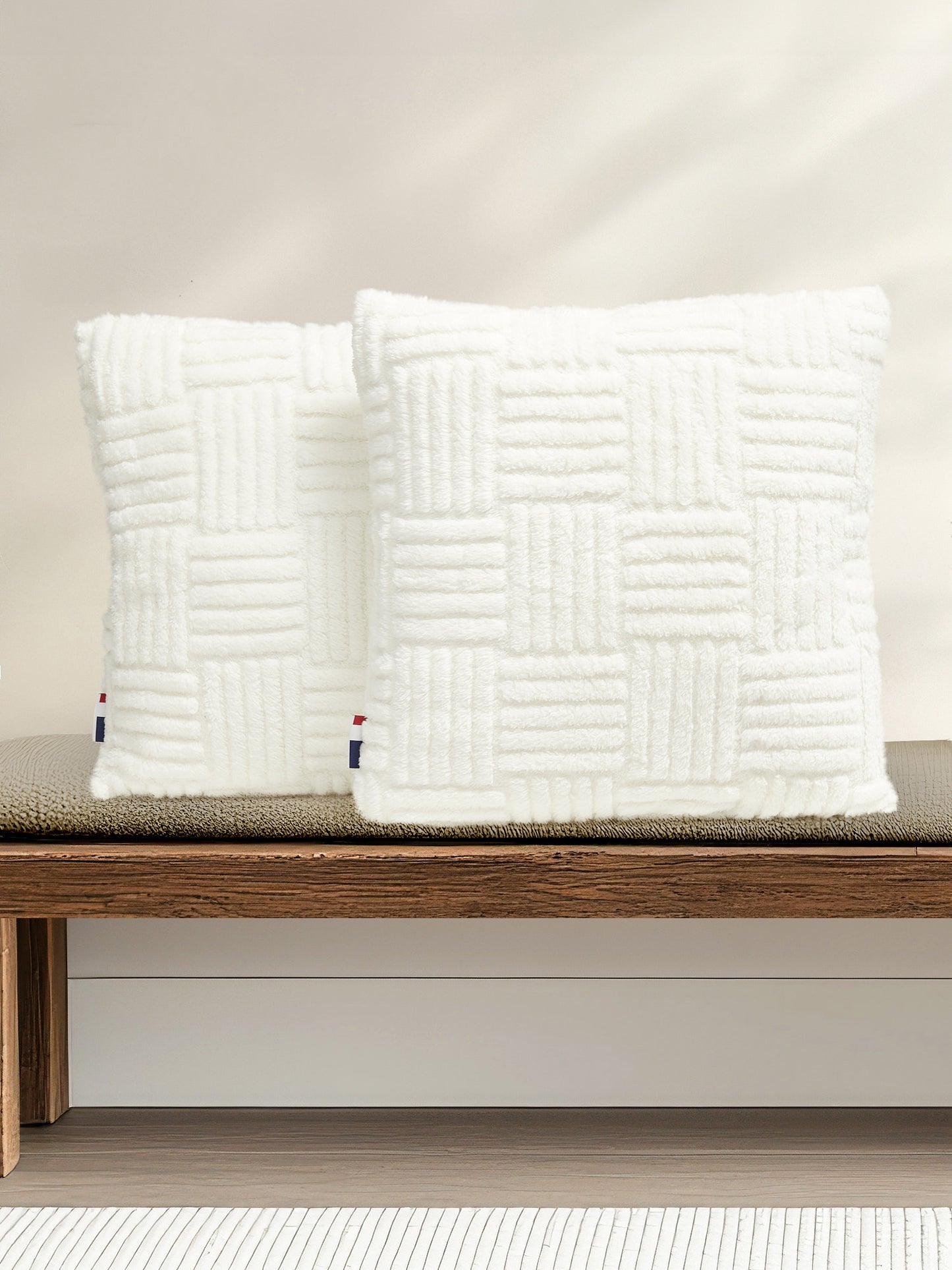 Premium Terrazzo Jacquard 2-Cushion Set in Bright White