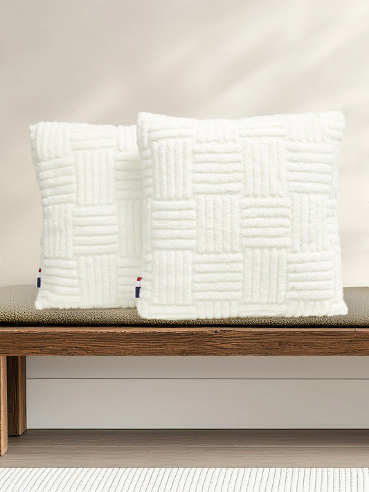Premium Terrazzo Jacquard 2-Cushion Set in Bright White