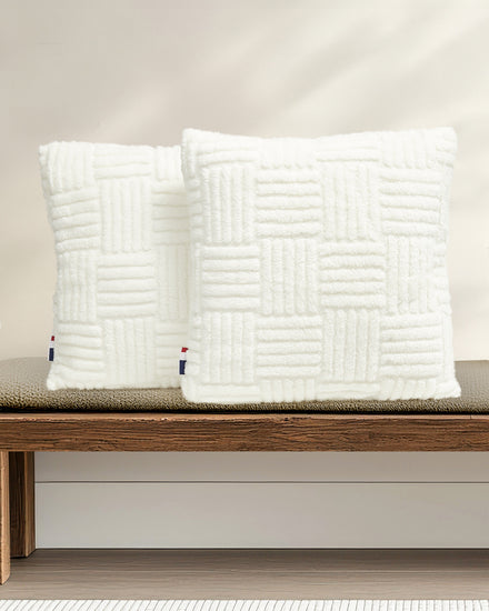 Premium Terrazzo Jacquard 2-Cushion Set in Bright White
