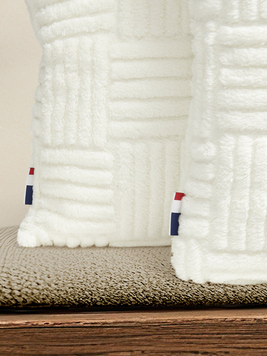 Premium Terrazzo Jacquard 2-Cushion Set in Bright White