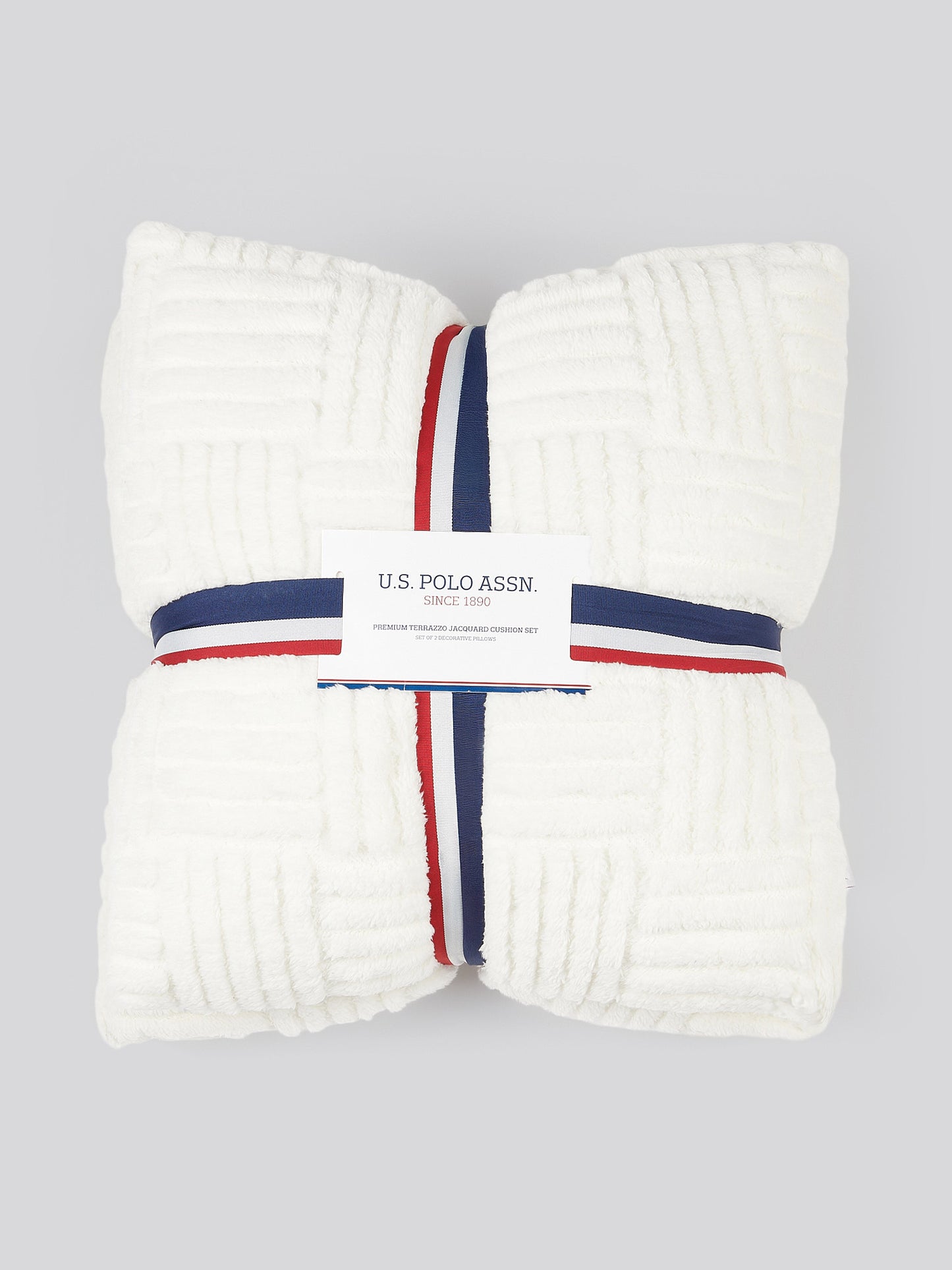 Premium Terrazzo Jacquard 2-Cushion Set in Bright White