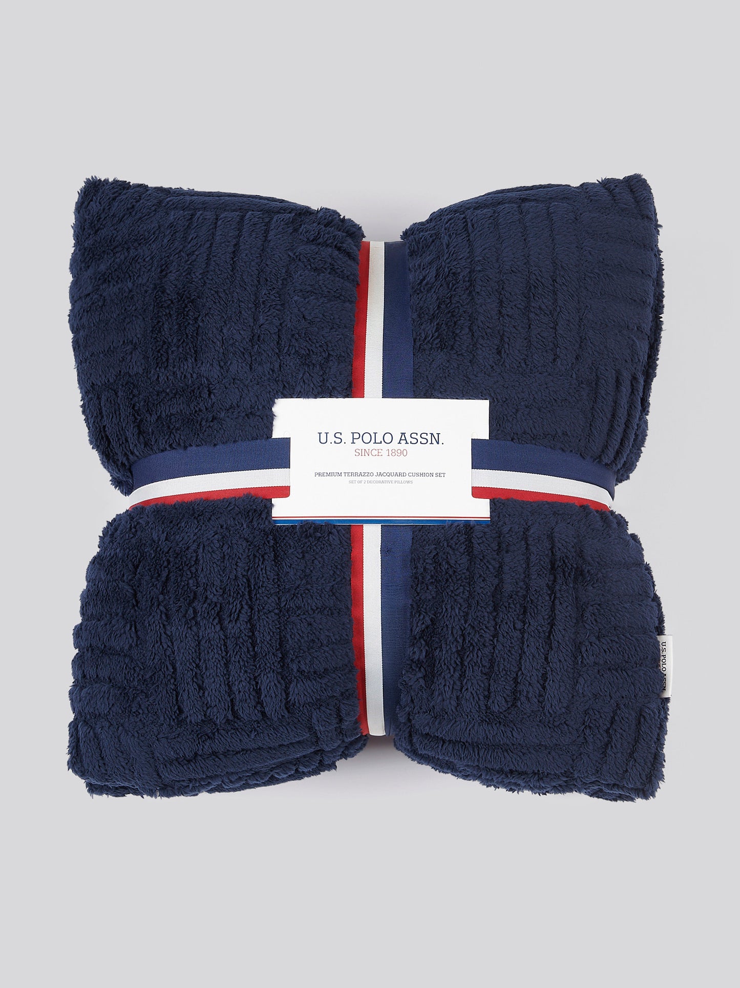 Premium Terrazzo Jacquard 2-Cushion Set in Navy Iris