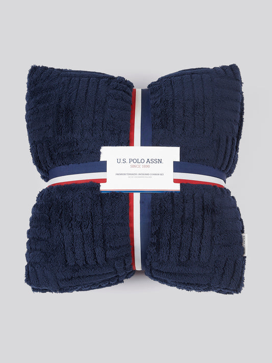 Premium Terrazzo Jacquard 2-Cushion Set in Navy Iris