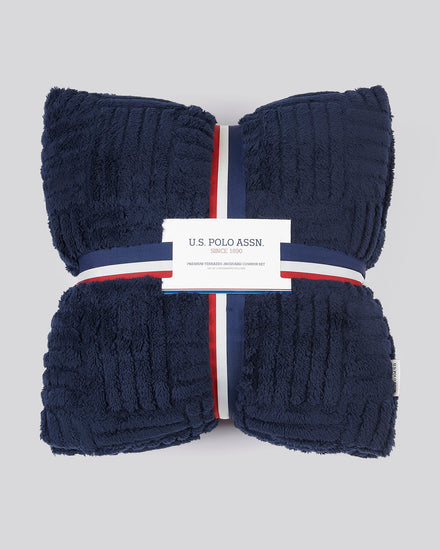 Premium Terrazzo Jacquard 2-Cushion Set in Navy Iris