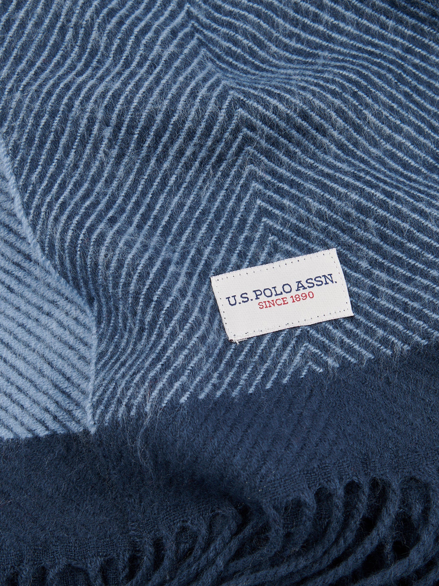 Luxurious Tonal Herringbone Throw in Navy Iris