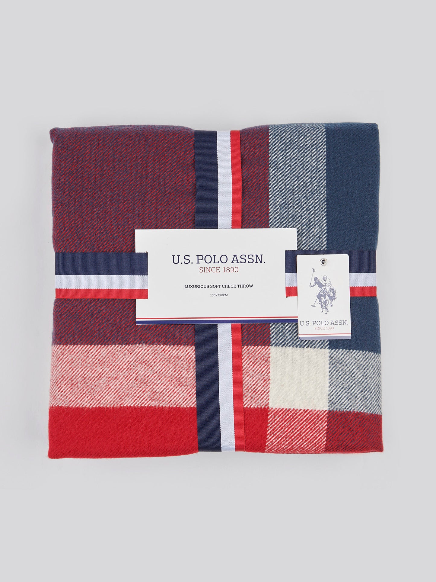 Luxurious Soft Check Throw in Navy Iris