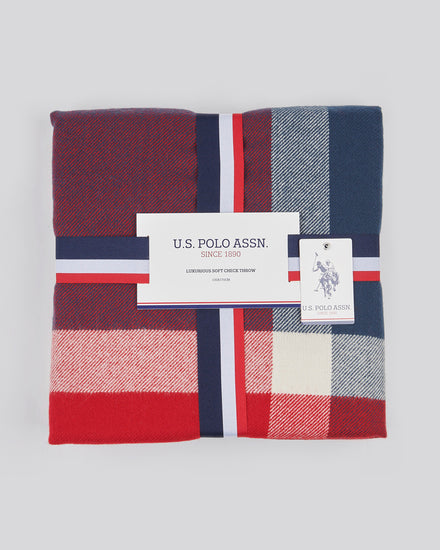 Luxurious Soft Check Throw in Navy Iris