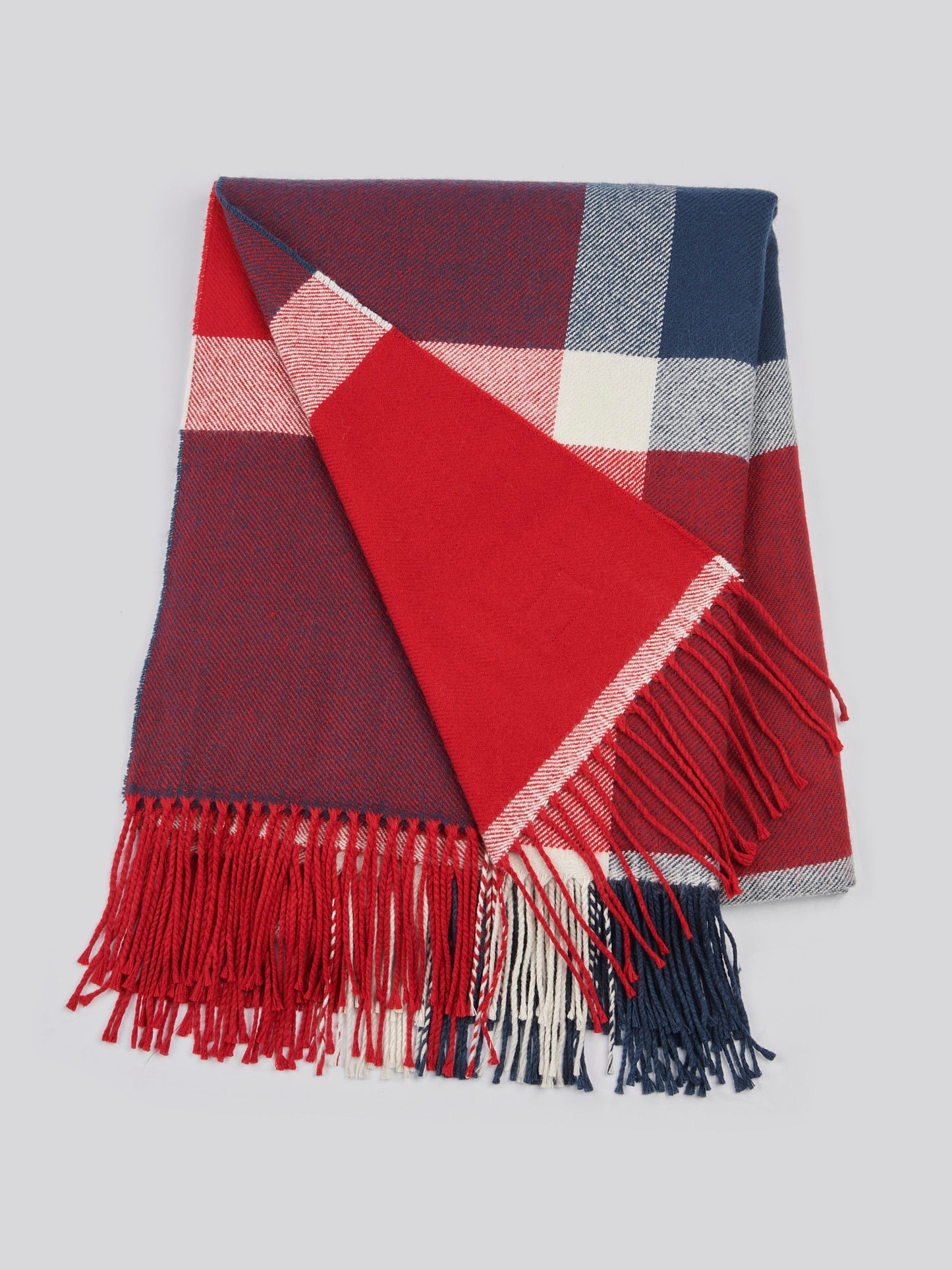 Luxurious Soft Check Throw in Navy Iris